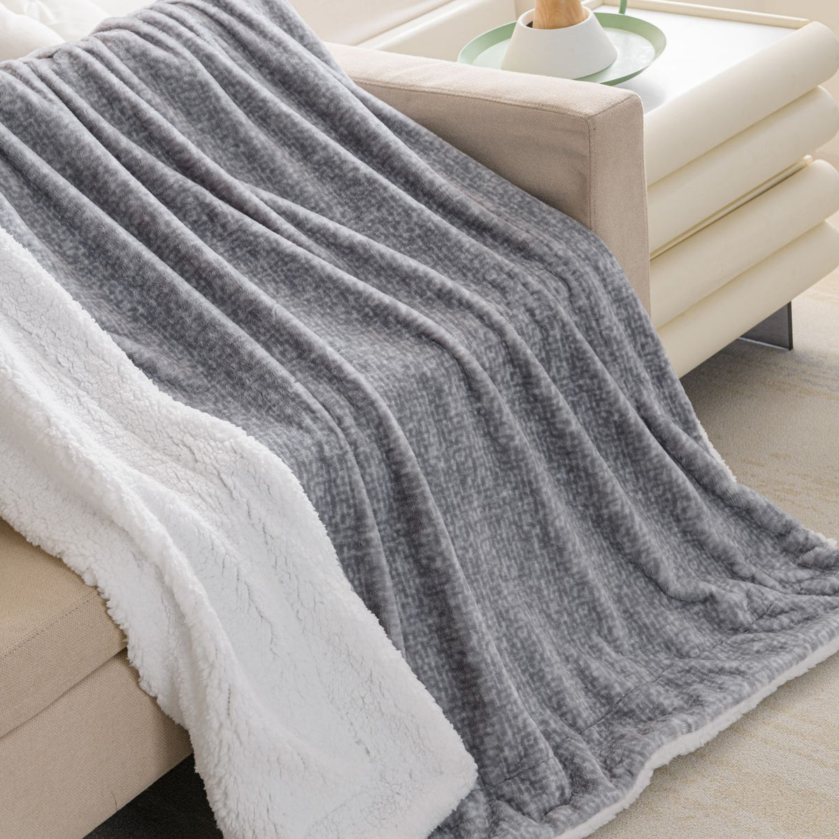 Grey sherpa throw sale