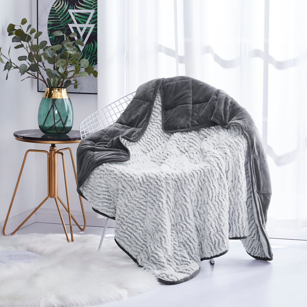 Chic Faux Fur Weighted Throw Blanket 10, 12 & 15 lb Dream Theory