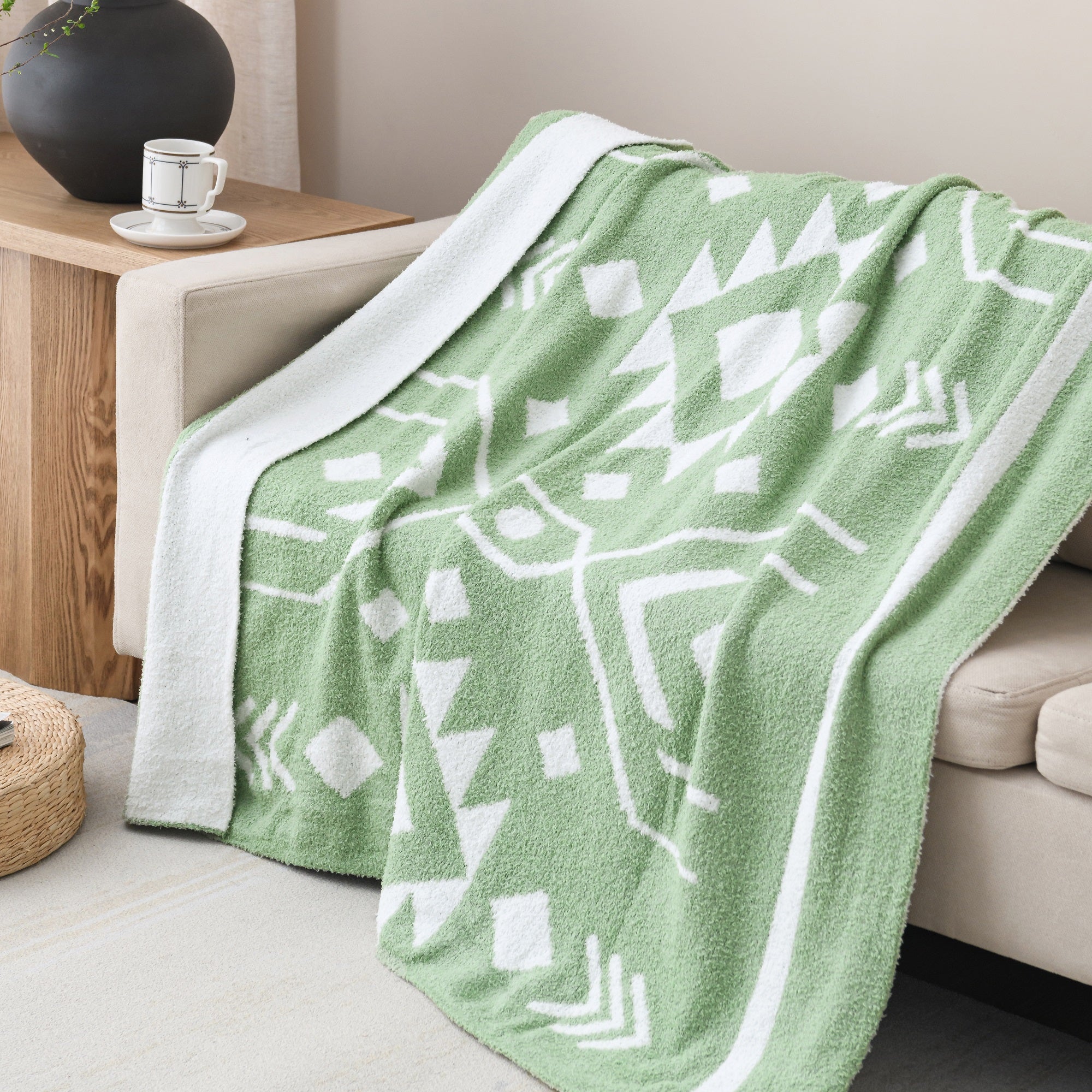 Jacquard Knit Throw Throw Blanket 50 x 60 inches Green
