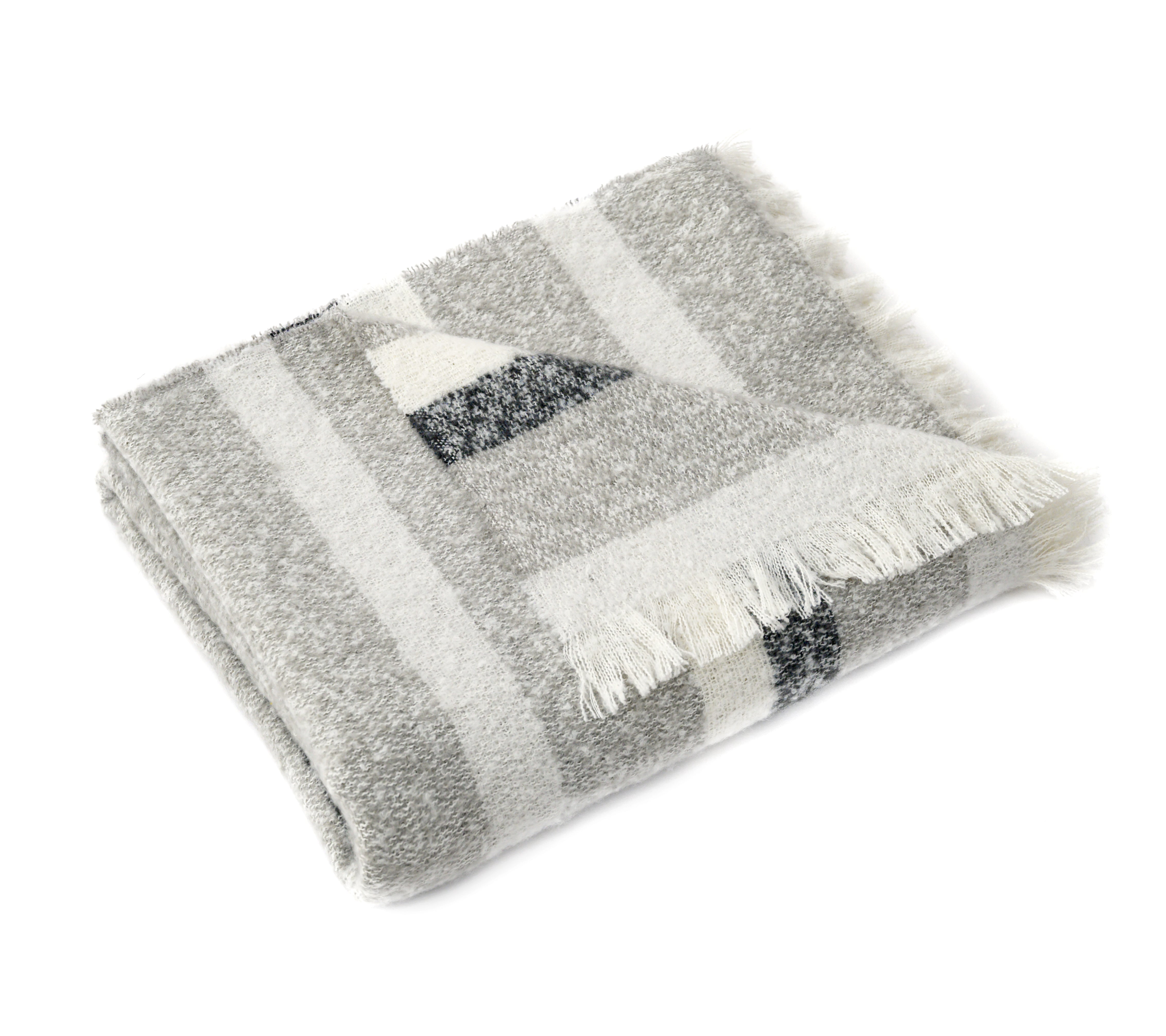 Ultra Soft and Cozy Faux Mohair Stripes Throw Blanket, 50 x 60 inches