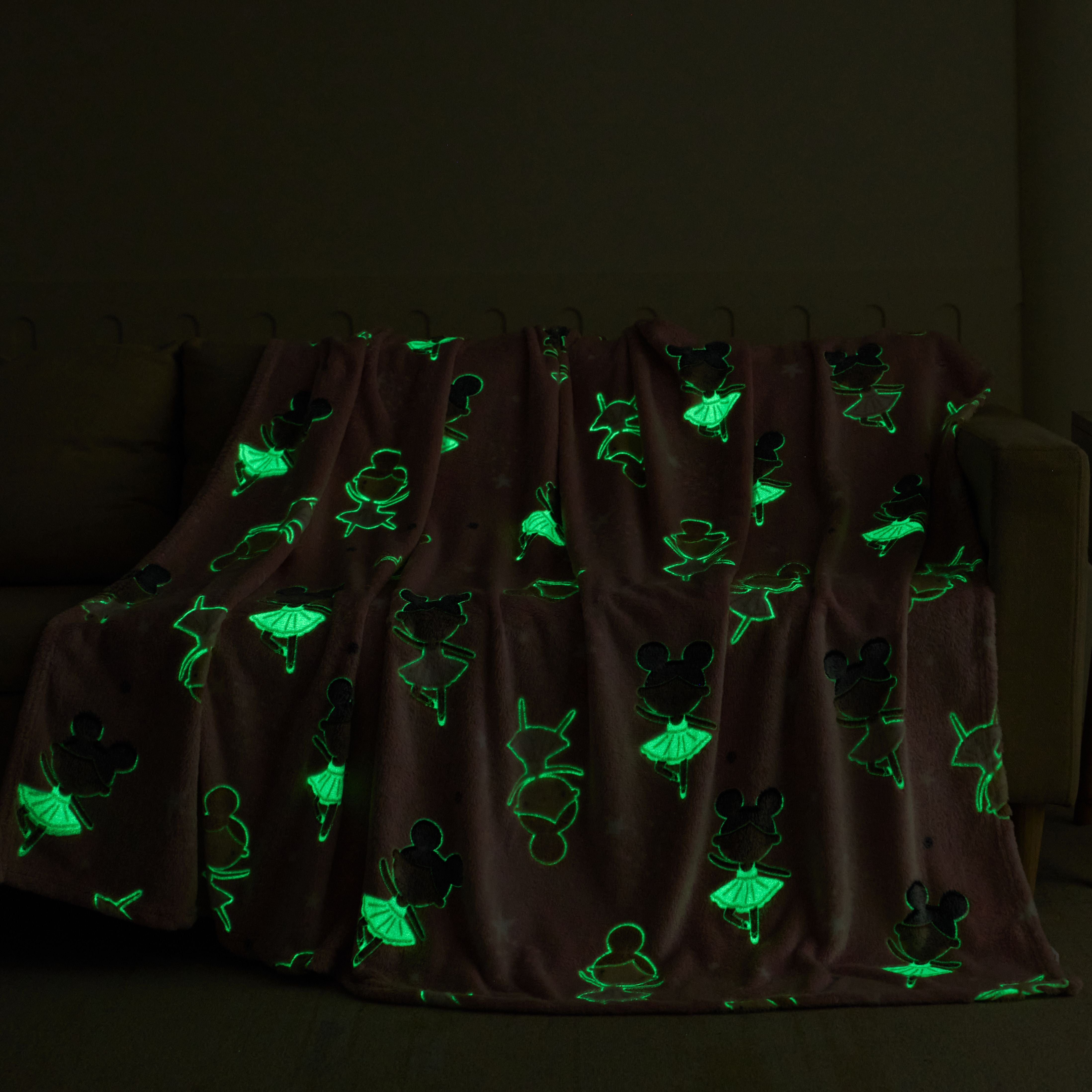 Glow in The Dark Kids Throw Blanket 50 x 60 inches Tie Dye Ballerina