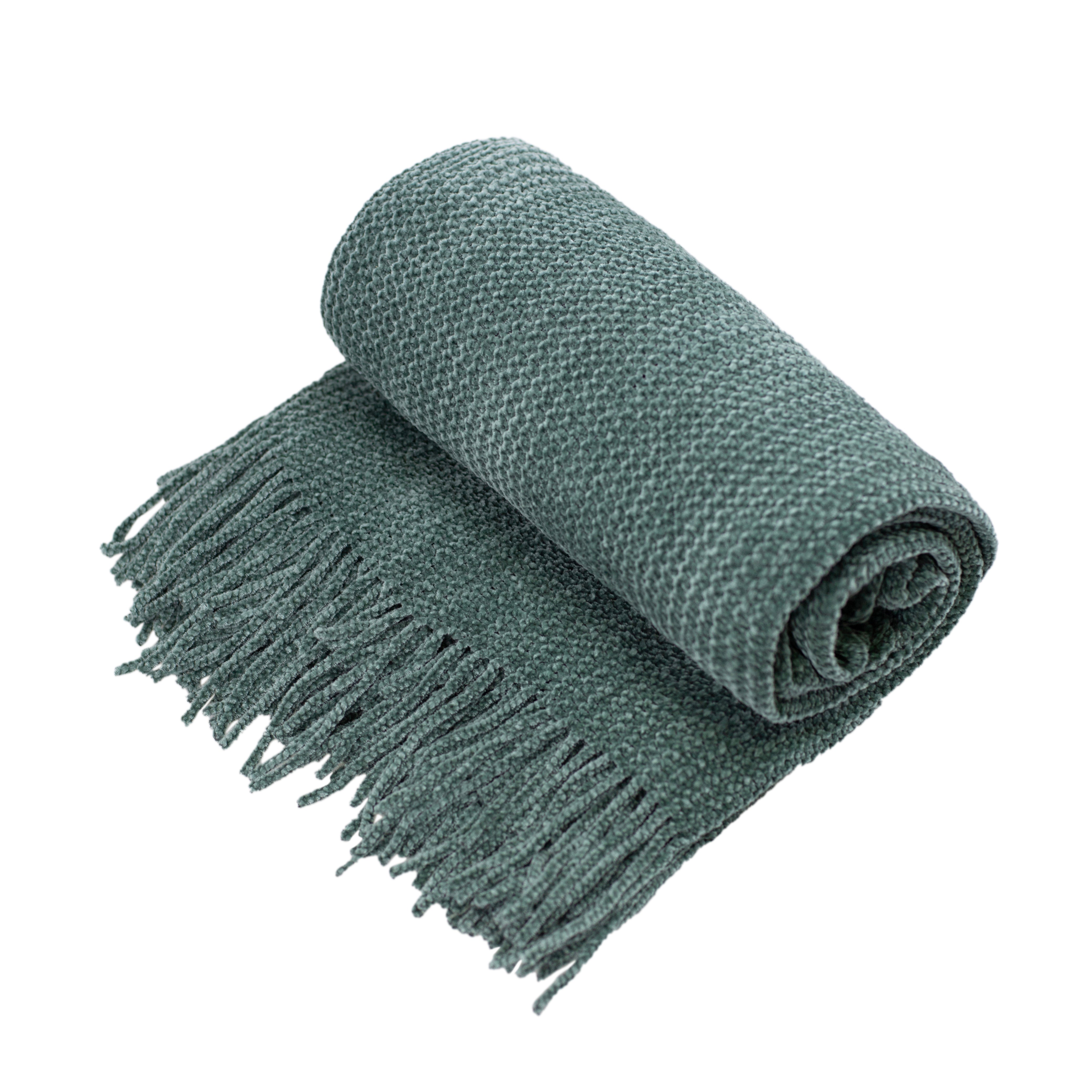 Ultra Soft and Cozy Chenille Throw Blanket with Fringes, 50 x 60 inches