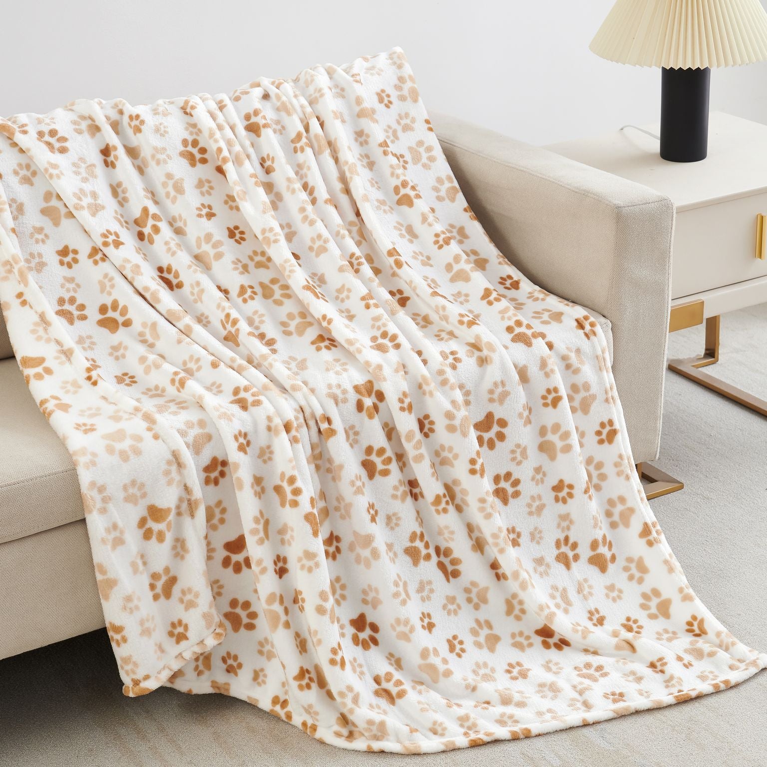 Printed Velvet Throw Blanket 50 x 60 inches Animal Paw