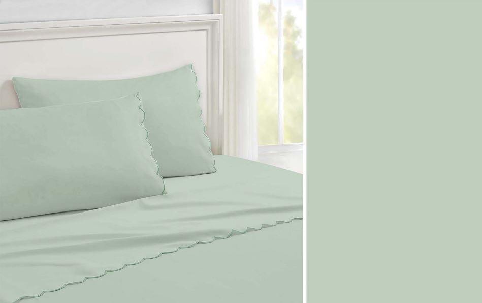 Blossom Valley Premium 6-Piece Microfiber Sheet Set with Scalloped Edg ...